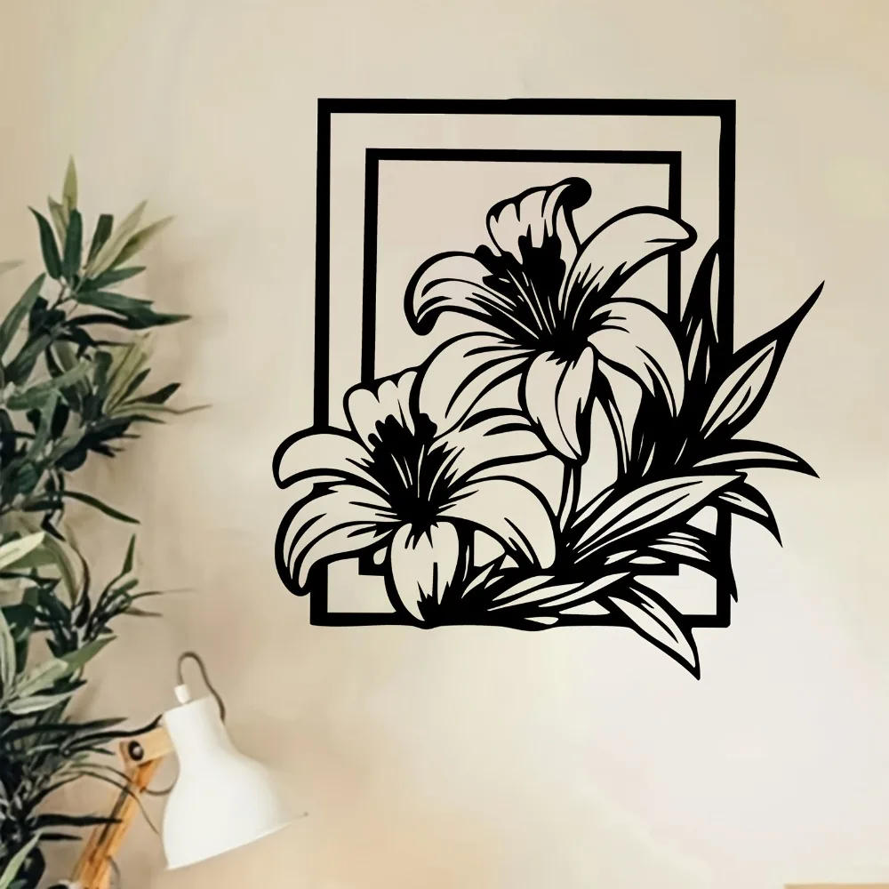 Lily Flower Metal Wall Art, Iron Floral Decor for Home Bedroom Garden Gift Decor