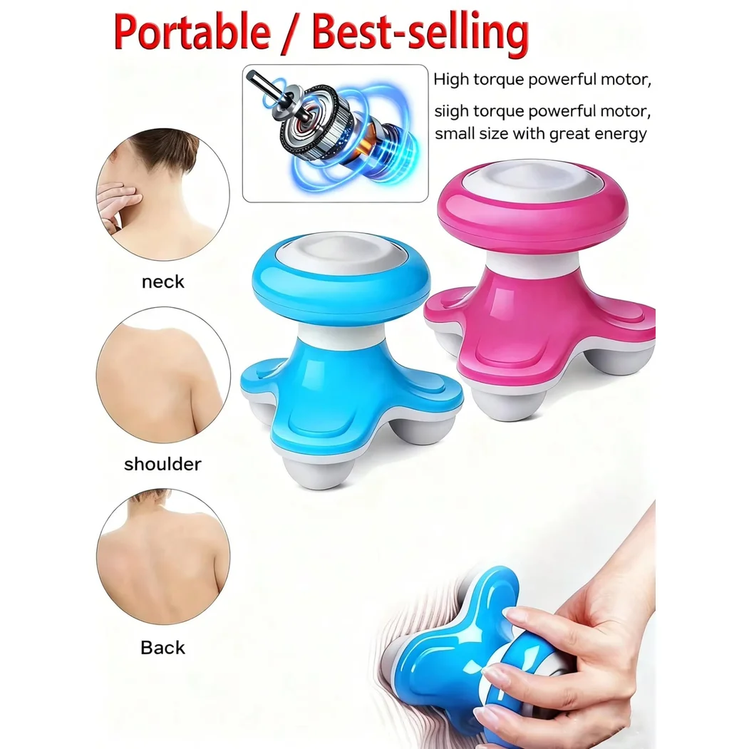 Portable Mini 3DTriangular Massager, Portable Full Body Relief For Back, Legs, And Shoulders Battery,Batteries Not Includ