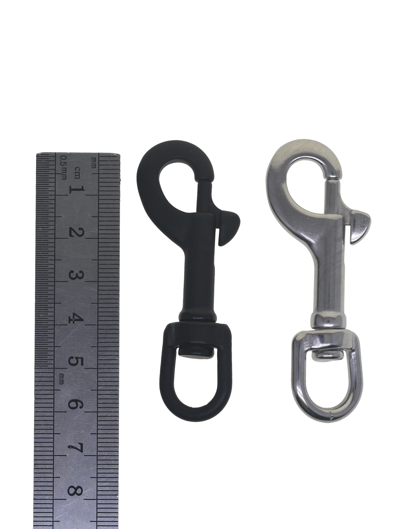 Matte Black Silver Stainless Steel Swivel Trigger Bolt Spring Snap Hooks Lobster Clasp D Ring 12mm Leather Keychain DIY Hardware