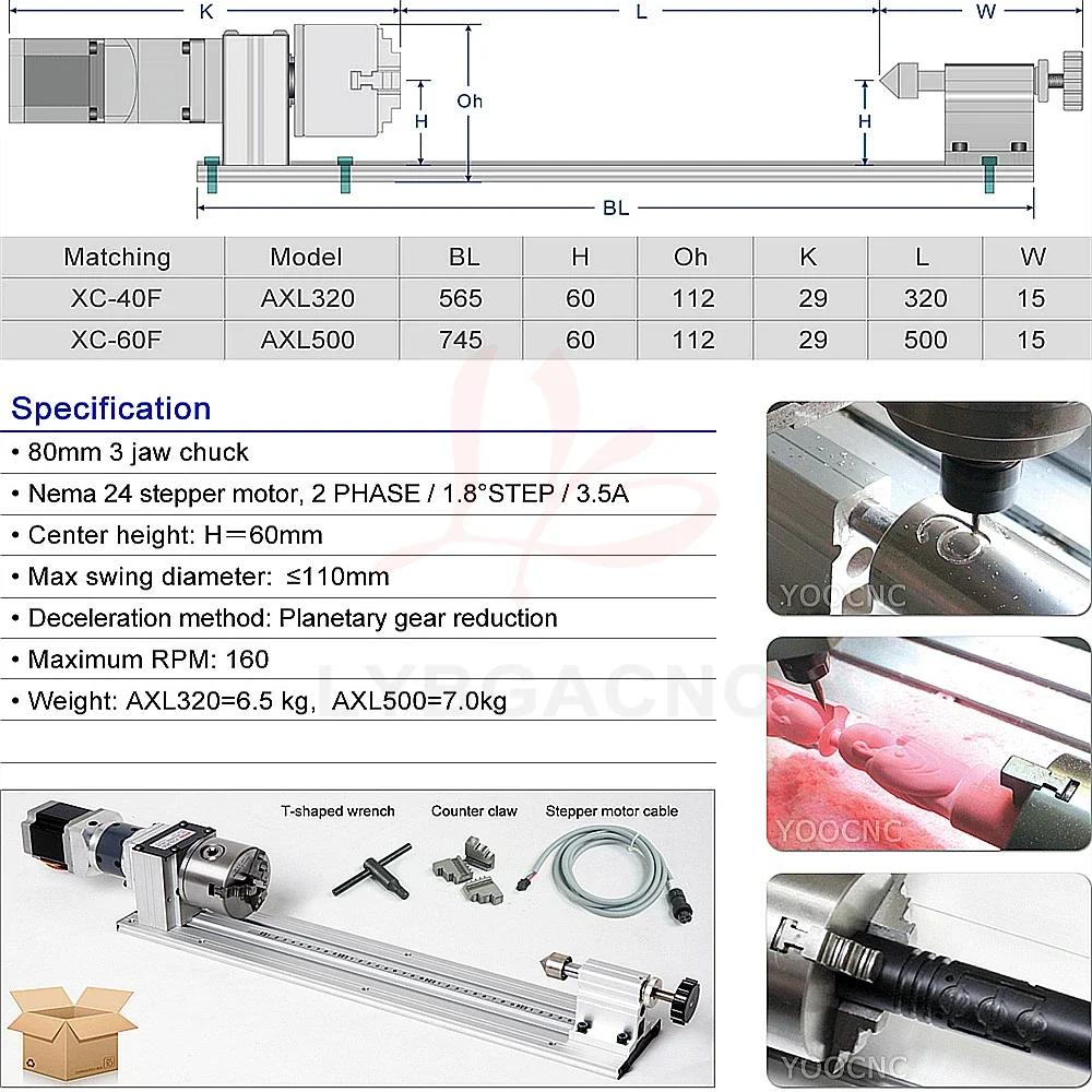 3040 1.5KW Milling Machine 3/4 Axis Square Rail Engraving Cutting for Wood Metal Air Cooling Engraver XC-40F Cutter Carving Tool