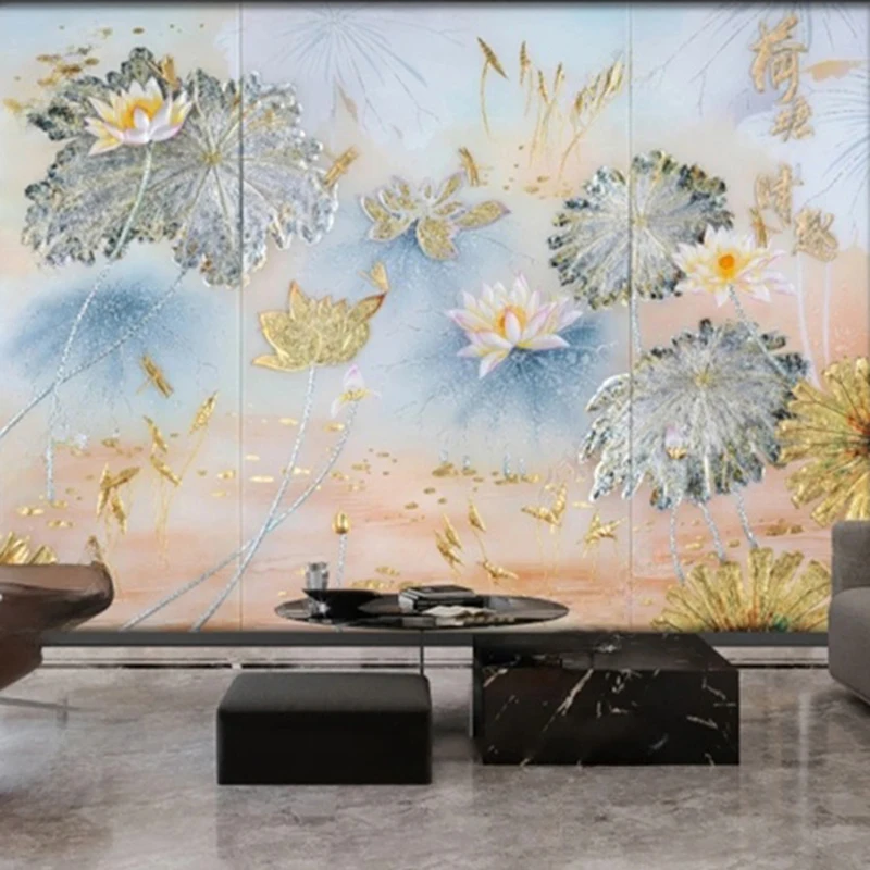 MU8143 Style 3D Hand-Painted Line Art Photo Mural Custom Wallpaper Plant Flower Pattern Background Wall Painting Backdrop Decor