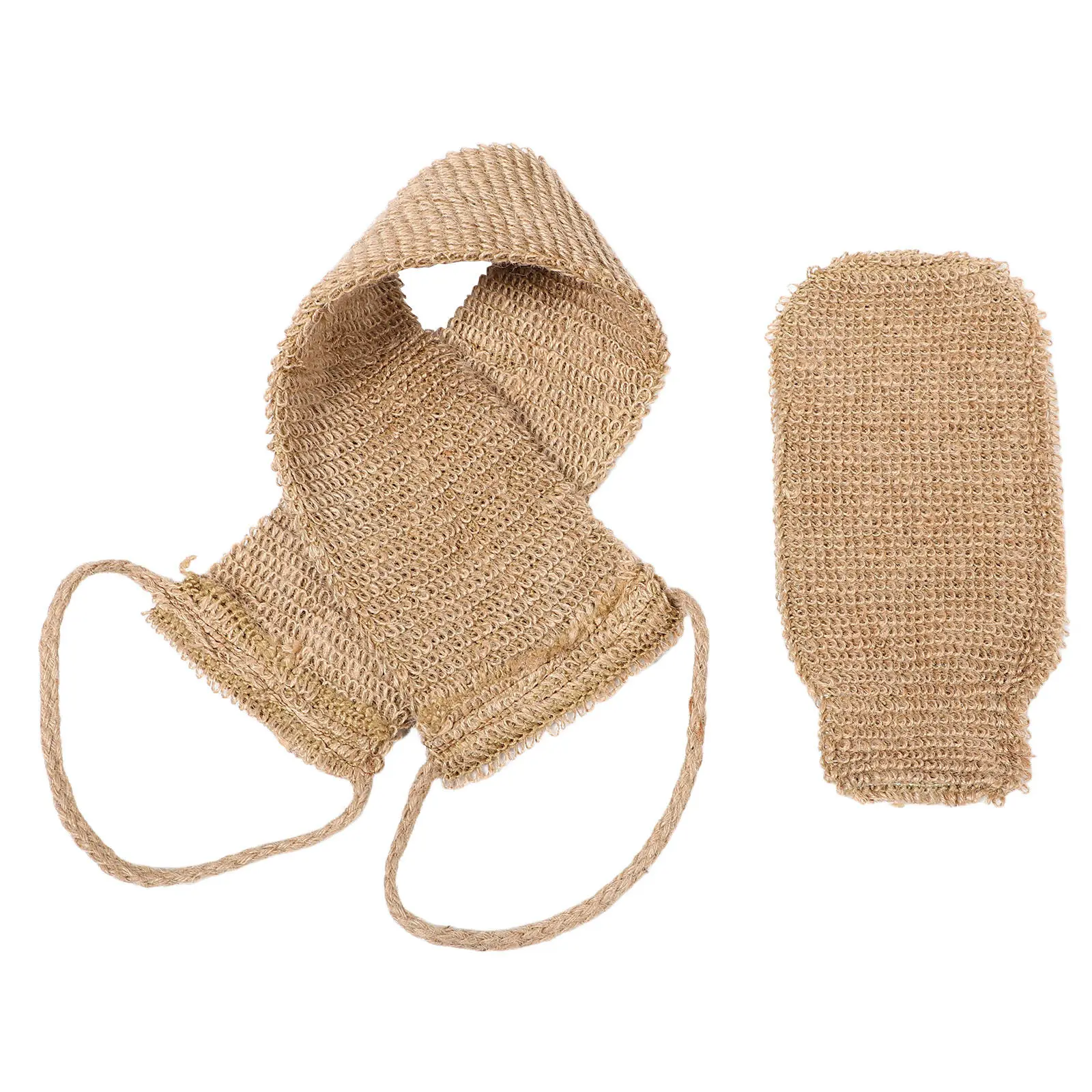 2Pcs Sisal Bath Glove & Back Scrubber Set – Gentle Exfoliating Body Scrubber for Women and Men