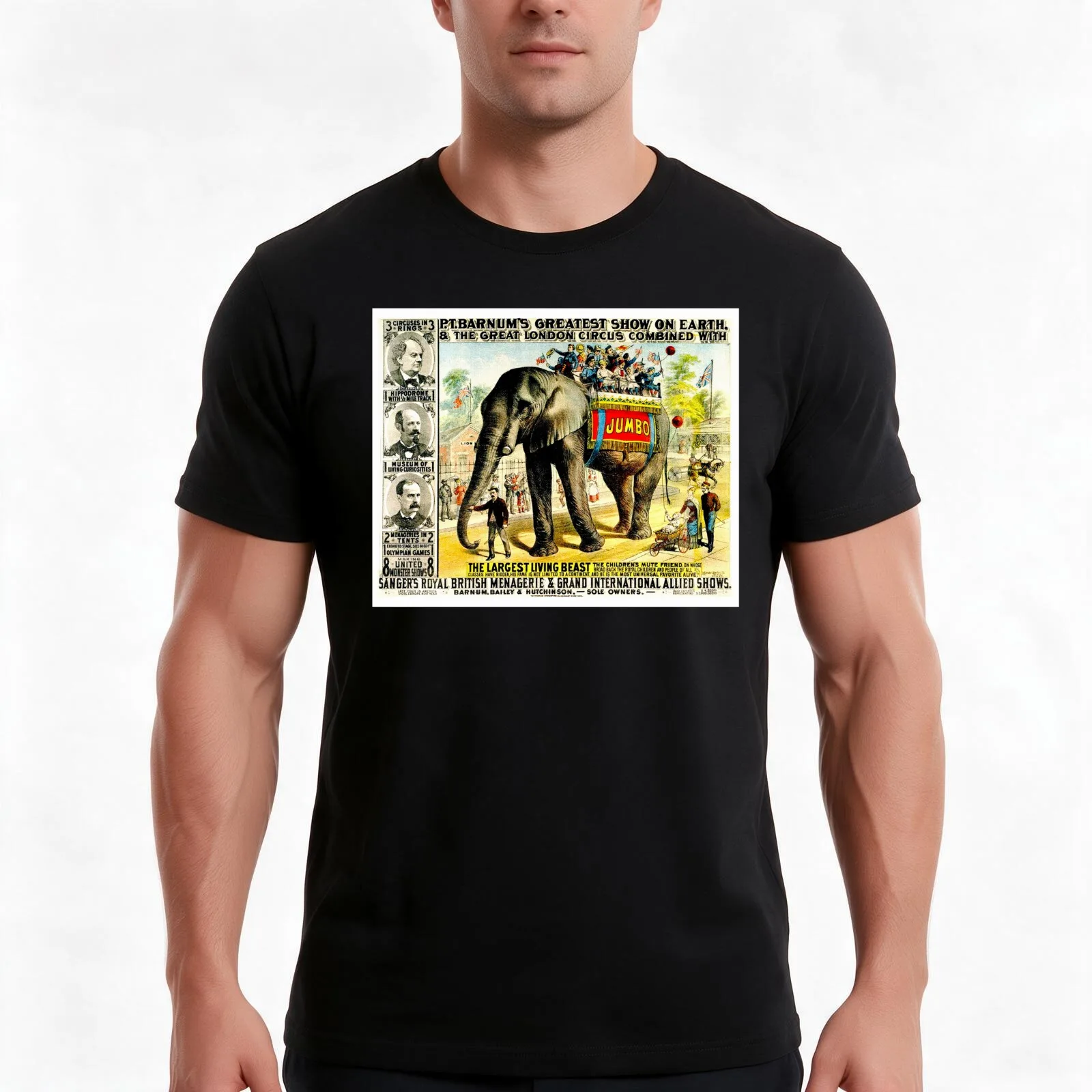 BARNUM : Vintage Jumbo Elephant Circus Advertising Print T-Shirt Summer Casual Cotton Tee Oversized Streetwear Tops