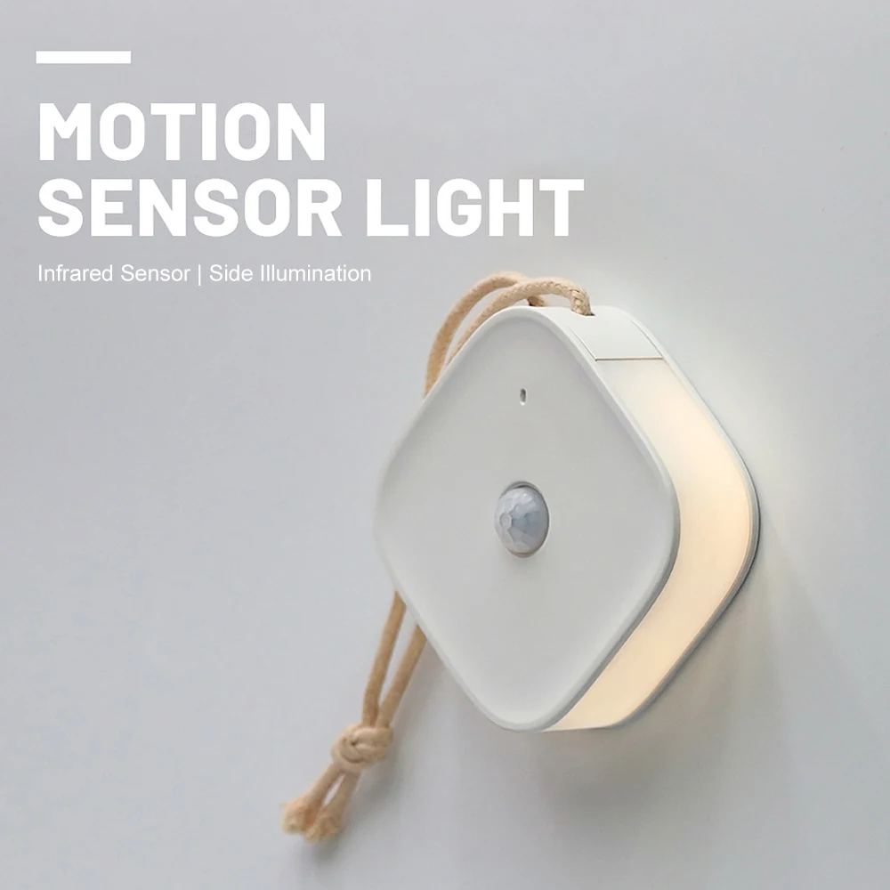 Sensor de movimento pir led night light usb recarregável lâmpada de parede magnética para armário cozinha guarda-roupa corredor lâmpadas cabeceira