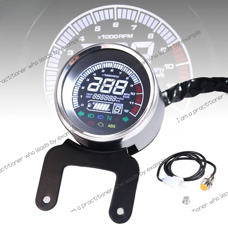 

Motorcycle retro LCD meter electronic tachometer can be switched in kilometers Multi-function indicator odometer