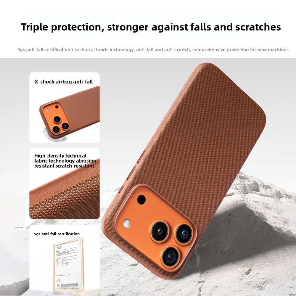 DIVI Fabric phone case for iPhone 17 Pro Wireless Charge Cover Compatible with MagSafe for iPhone 17 Magnetic Weaving Texture - náhled 4