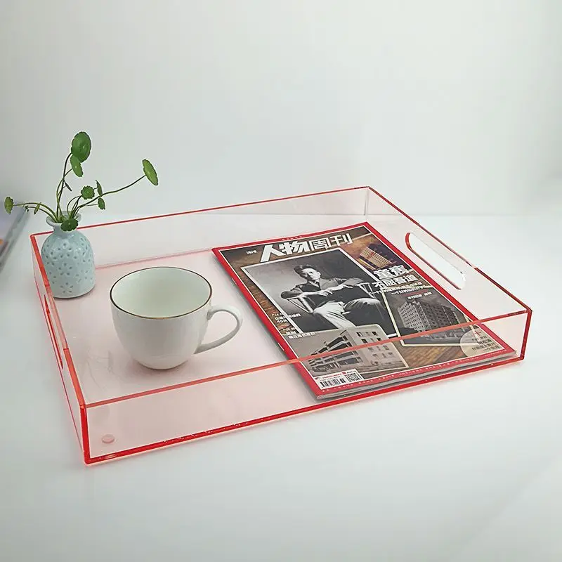 Clear Acrylic Tray with Handles Desktop Organizer Tray for Storage Box Cosmetics,Jewelry,Toiletries,Toy,Kitchen,Bathroom,Office