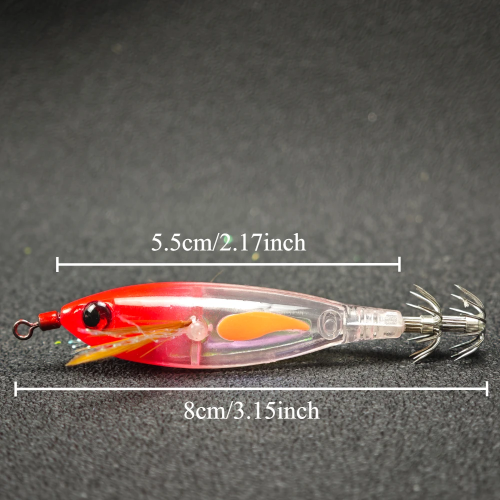 12-teiliges 8cm Egi-Set Horizontaler Tintenfisch-Jig Tintenfisch-Köder UV-Blitz Tinsel Stabiler Horizontaler Edelstahlhaken für Eging-Angeln – Detail 3