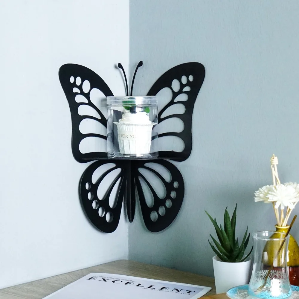 

1pcs Creative Hollow Butterfly Iron Shelf, Butterfly Shape Home Wall Shelf Bathroom Storage Shelf