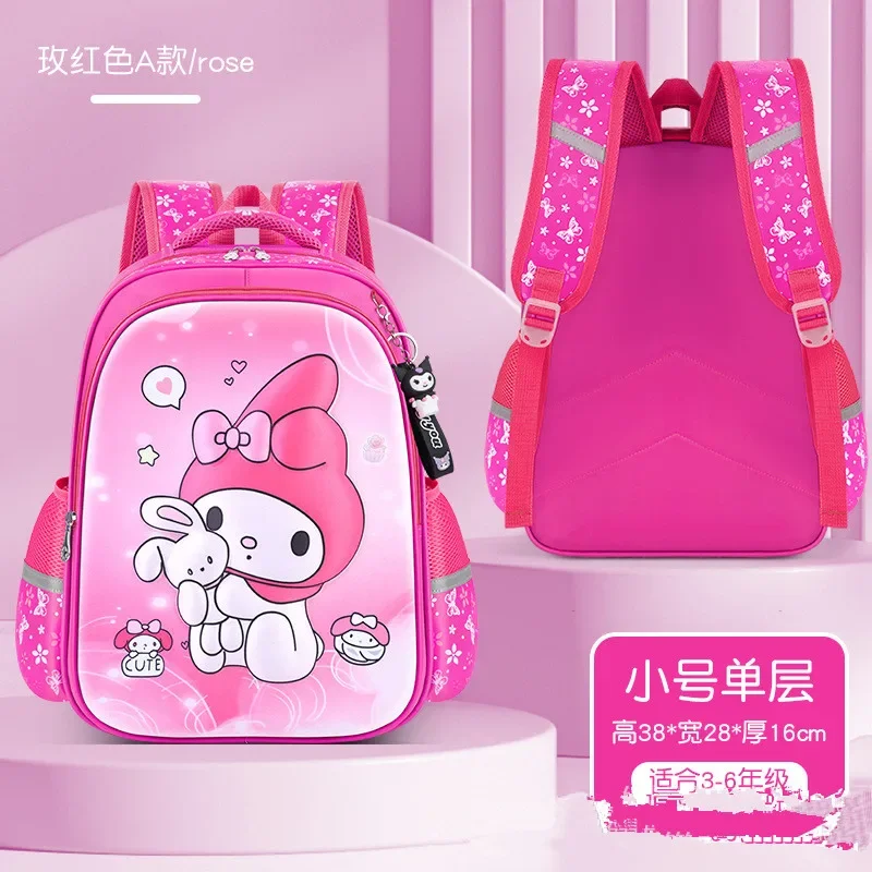 Mochila Sanrio Kuromi para meninas, bolsa escolar de grande capacidade, anime de desenhos animados, fofo, estudante do ensino fundamental, escola secundária, novo, 2024