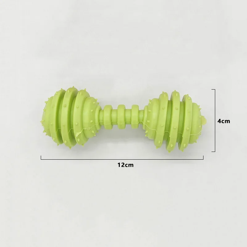 Pet TPR Dumbbell Shaped Chew Toys Dogs Soft Rubber Toys Teeth Cleaning Toy Pets Interactive Sound Toys Random Color 1Pcs