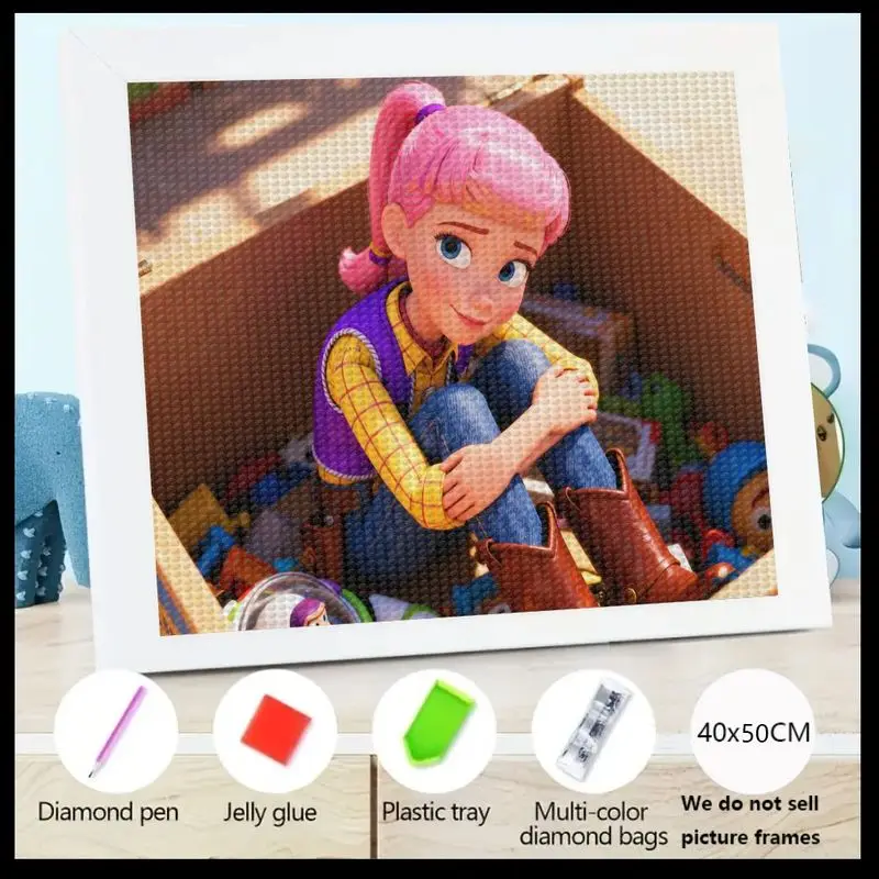 

1PC 5D DIY Diamond Painting Kit, Cute Cartoon Pink-Haired Cowgirl Character Art, Full Drill Crystal Rhinestone Big Gem Painting