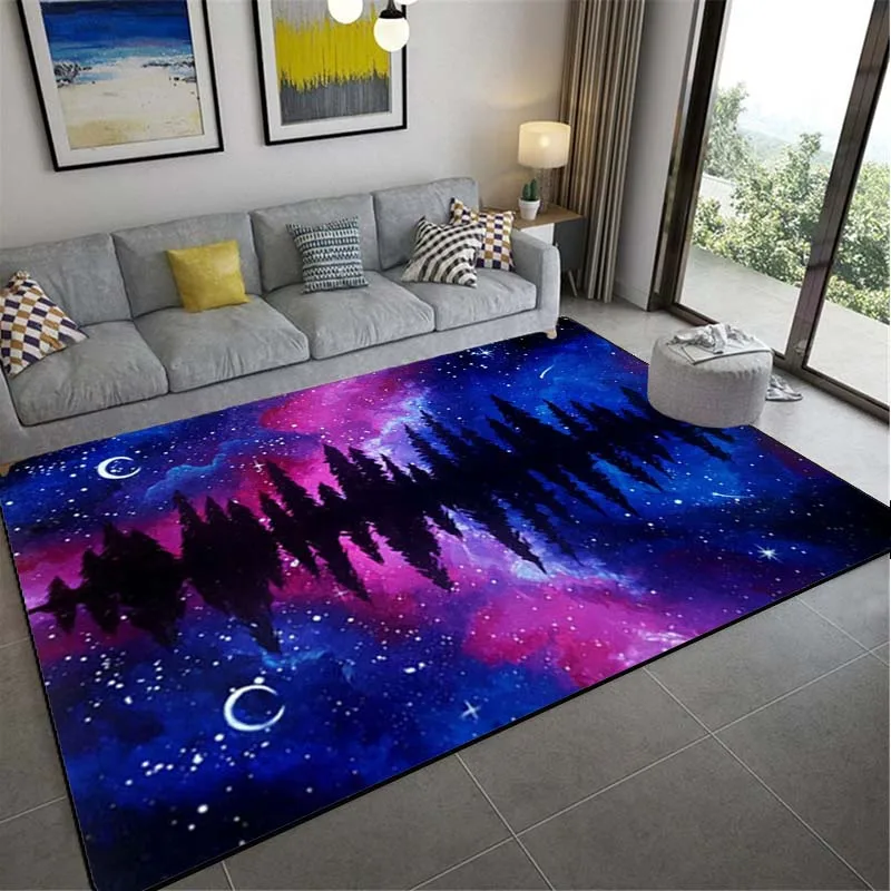 Grand tapis coloré imprimé en 3D Galaxy, étoile colorée, ciel, salon, polymères de sol, Doorvirus, cove, design