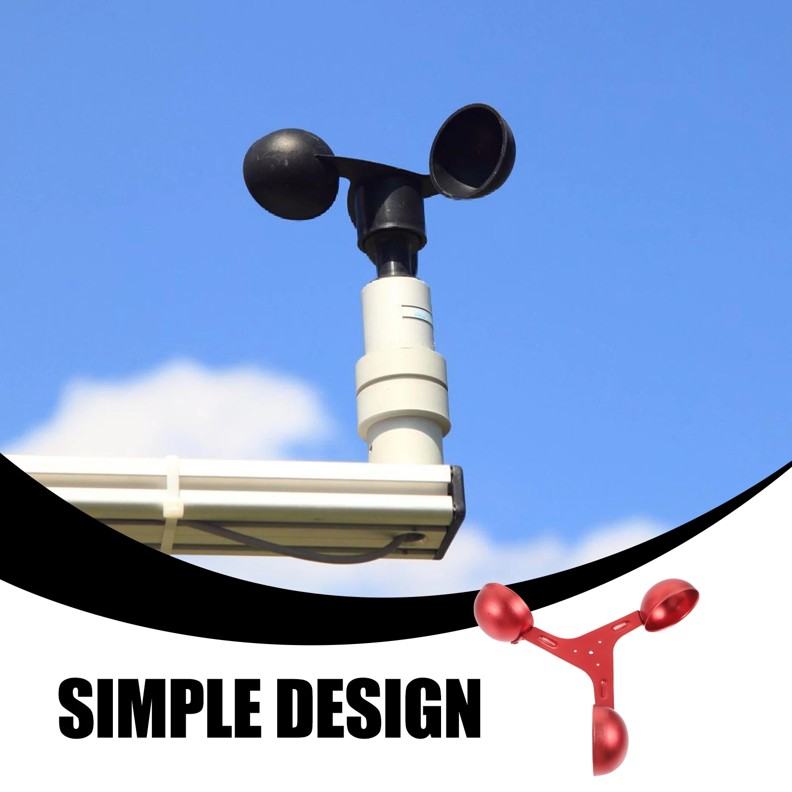 

3 Cup Sensor Anemometer Aluminum Alloy Blades 200mm Red Cups for Measurement Meteorological Monitoring Accessories