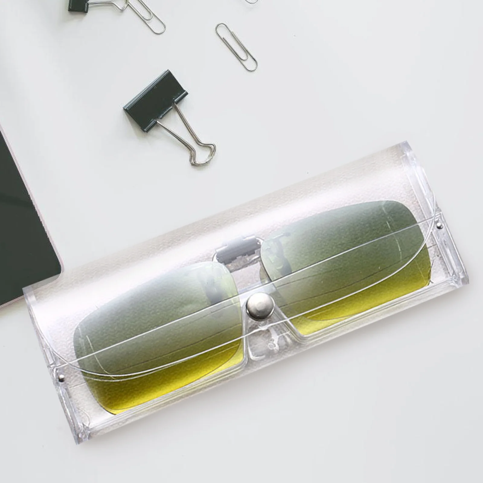 

10Pcs Plastic Eyeglass Cases Transparent Protective Sunglasses Storage Button Travel Compact Glasses Holder Scratch Resistant