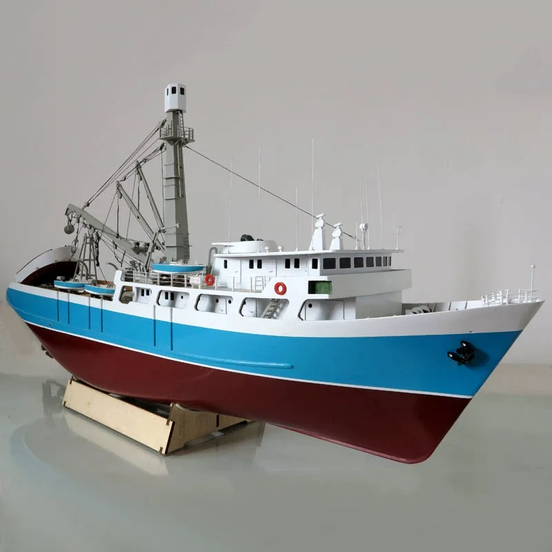 Wooden Abaten Fishing Boat Model Kit DIY Hand-assembled Ship Model Toy Gift Ocean Fishing Boat Simulation Salvage Ship Model Kit