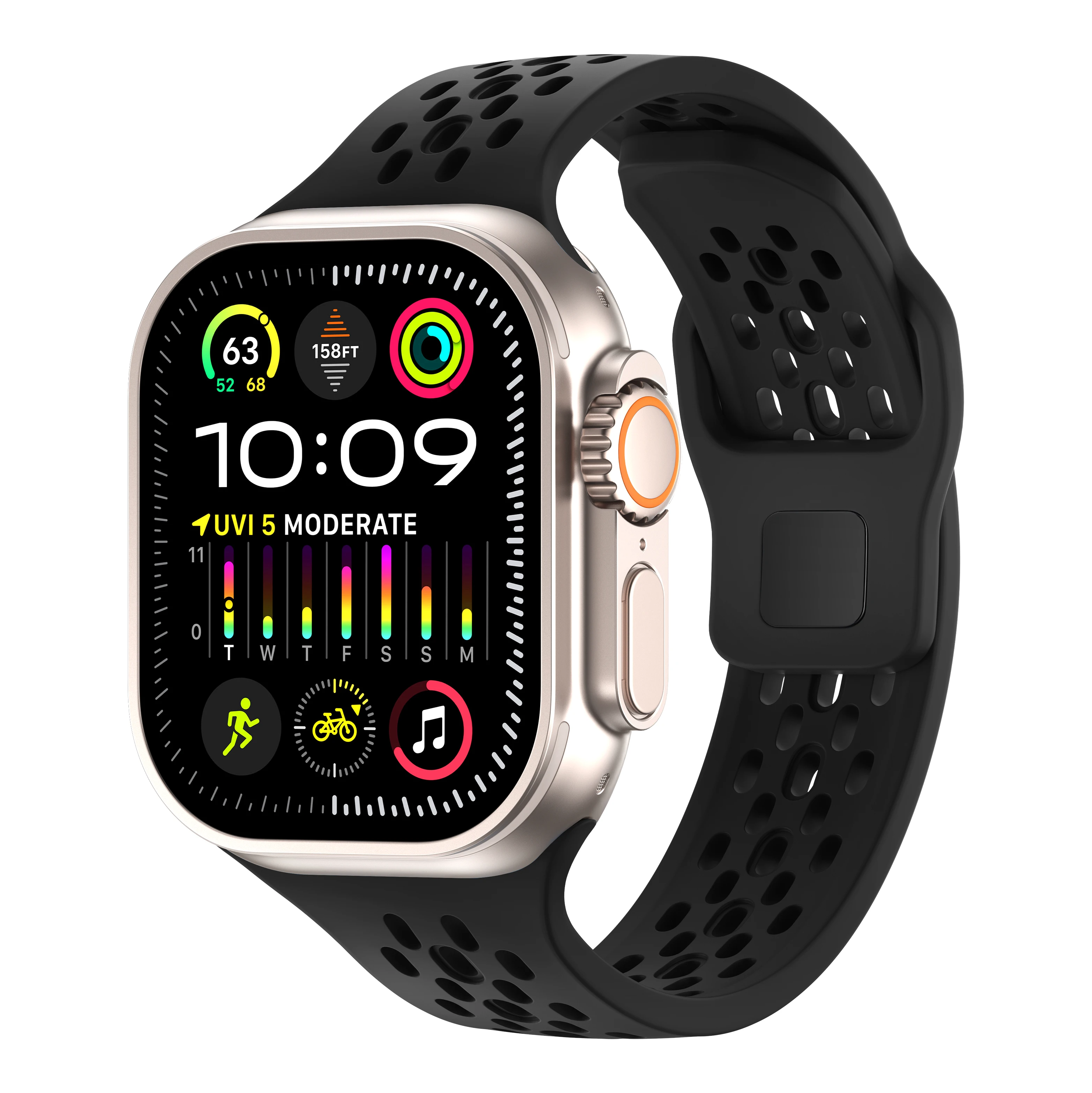 Ремешок силиконовый для Apple Watch Ultra 2 Band, браслет для iWatch 6 5 4 SE 44 мм 42 мм 49 мм 10 9 8 7 46 мм 45 мм 41 мм