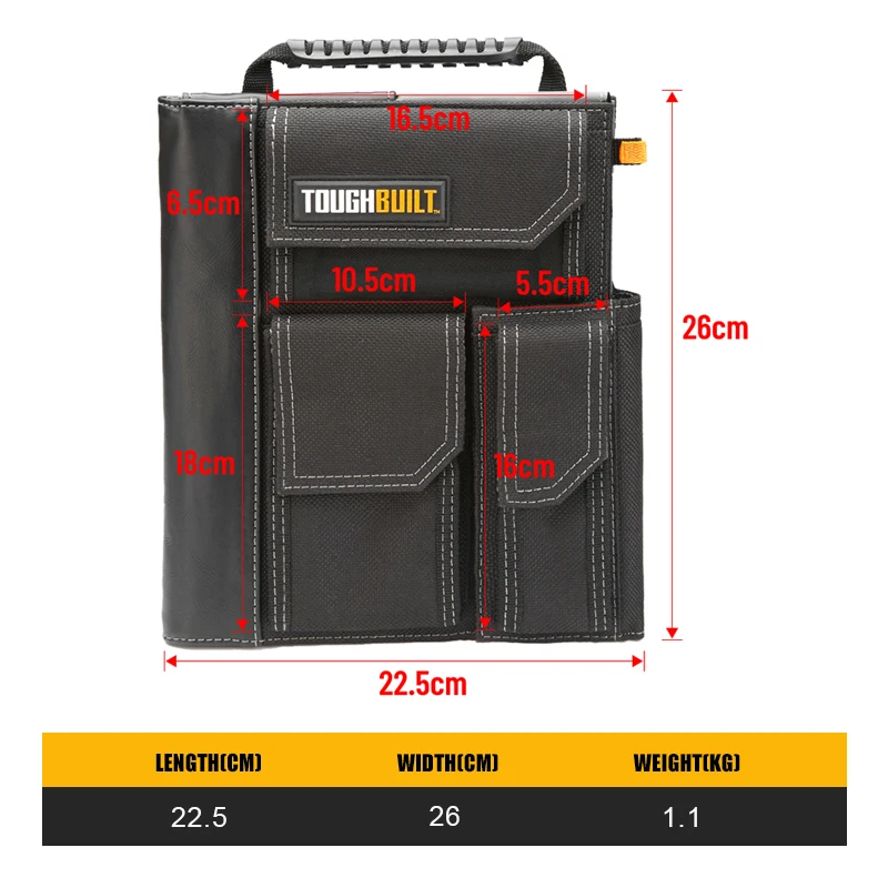 TOUGHBUILT TB-56-IP-C IPad Organizer + Grid Notebook Portable Tablet Work Bag Wear-resistant and Waterproof Bag