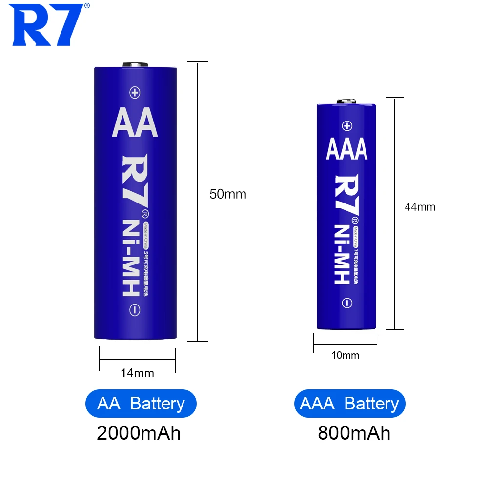 R7 Brand 4pcs 1.2V NiMh AA rechargeable battery AA batteries Rechargeable, aa / aaa battery with welding tabs