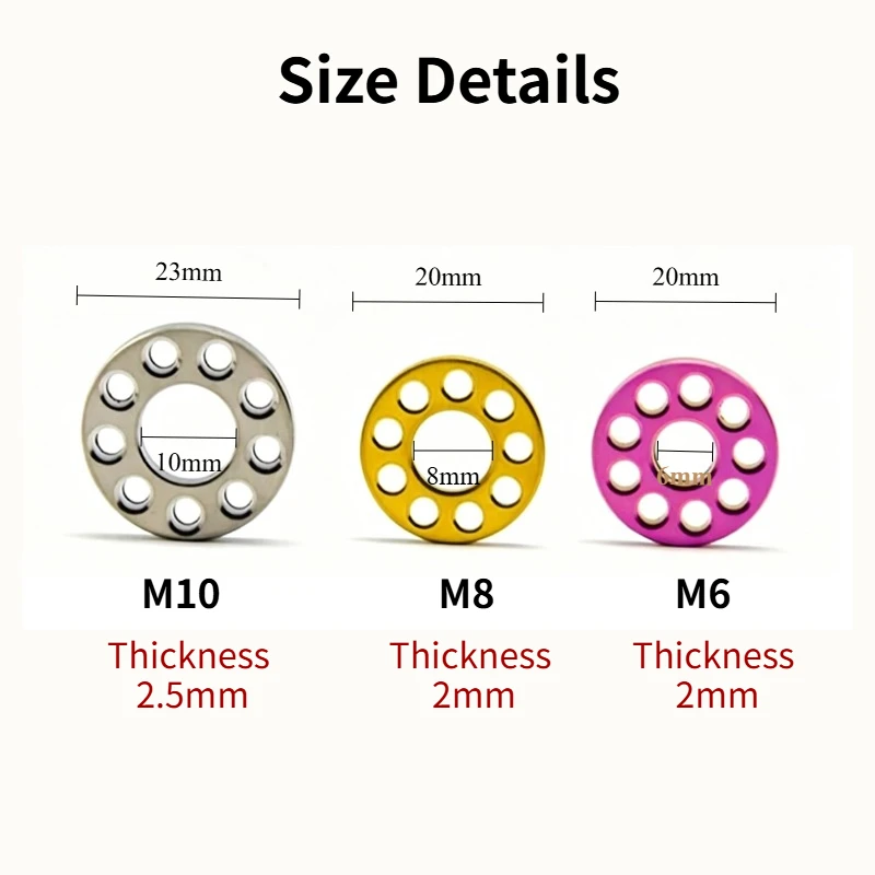 10Pcs TC4 Titanium Alloy Flat 9-Hole Spacers M6 M8 M10, Drilled Decor Gaskets For Motorcycle Bolt Modification