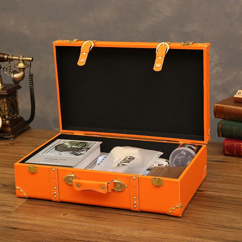 Nordic Luxury Suitcase Wood PU Leather Jewelry Storage Box Large Organizer Case Ornament Gift Ideas Presentation