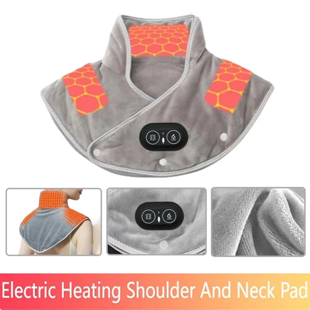 Electric Heating Shoulder Neck Pad Relief Relaxed Soft Comfortable Thermal Hot Compress Cervical Shawl USB Heated Back Warm Wrap