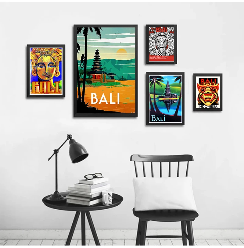 Travel to Indonesia Bali Summer Holiday Canvas Paintings Vintage Wall Kraft Posters Coated Wall Stickers Home Decor Picture Gift