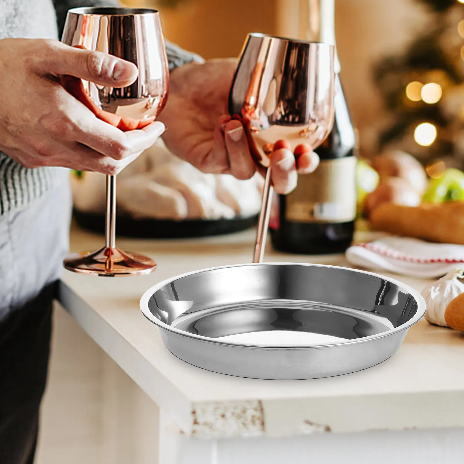 Stainless Steel Round Steamer Rack Plate Versatile Baking Tray Roasting Pan for Turkey Meat Vegetables Rice Noodle Rolls Sushi