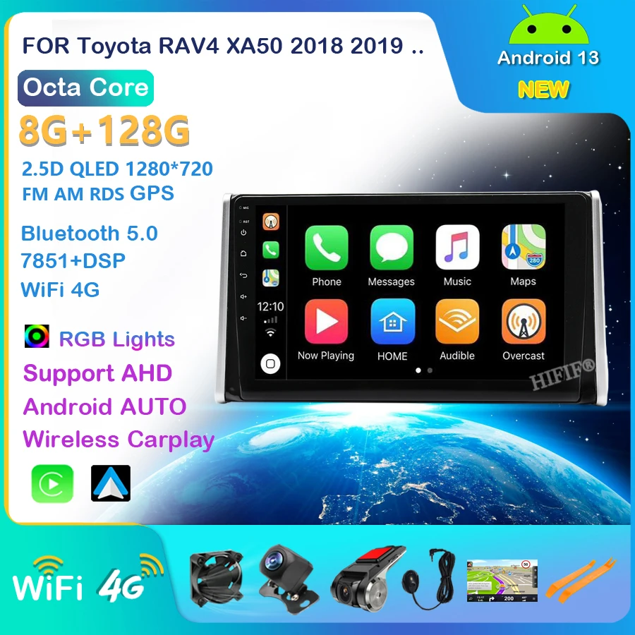 

1280*720P Android 13 GPS Car Radio For Toyota RAV4 XA50 2018 2019 Multimedia Video Player DSP Carplay 8G 128G IPS No 2 din DVD