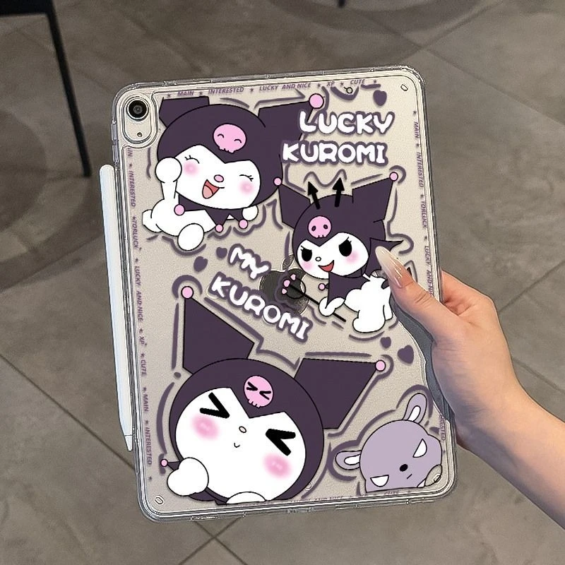 

Прозрачный акриловый чехол Kuromi для iPad 9-го поколения 10.2, 10-го поколения 10.9, 11-го поколения A16, Air7/6 11 дюймов, Mini6/7 – милый защитный чехол-накладка