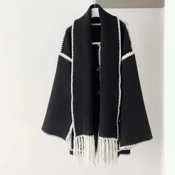 Overcoat For Women Luxury Brands TOTEM* Fashion Stripe Design Wool woolen Autumn Winter Warm Classic Vintage Overcoat Jackets