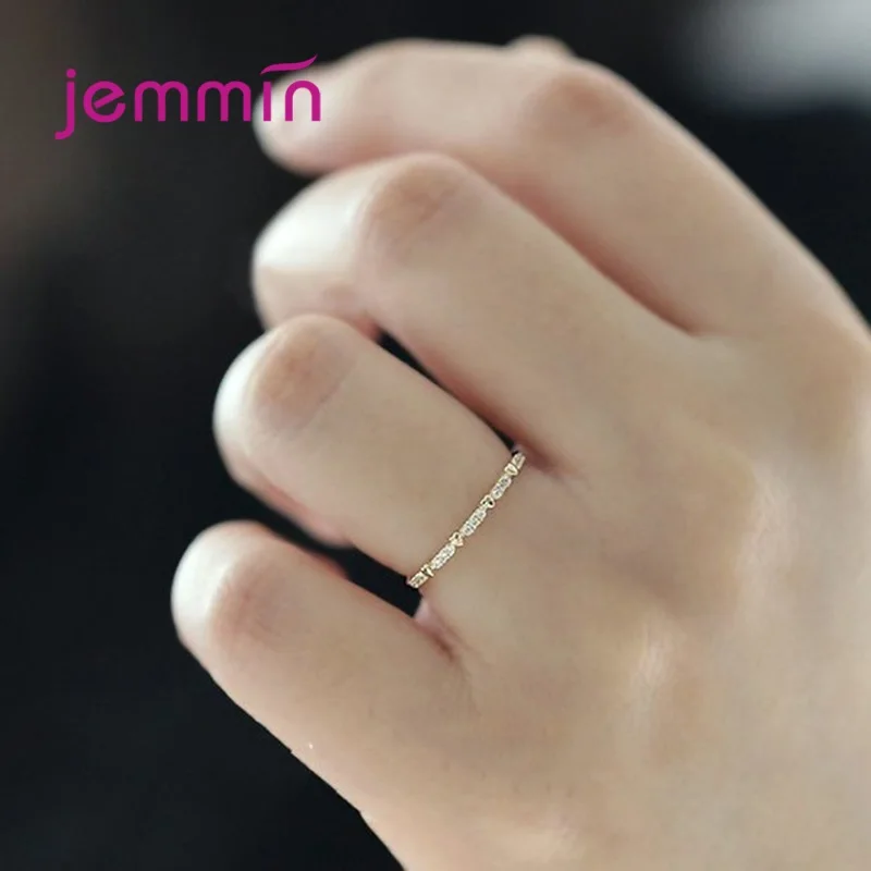 Real 925 Sterling Silver Clear CZ Love Heart Finger Rings for Women Wedding Engagement Statement Jewelry Bijoux