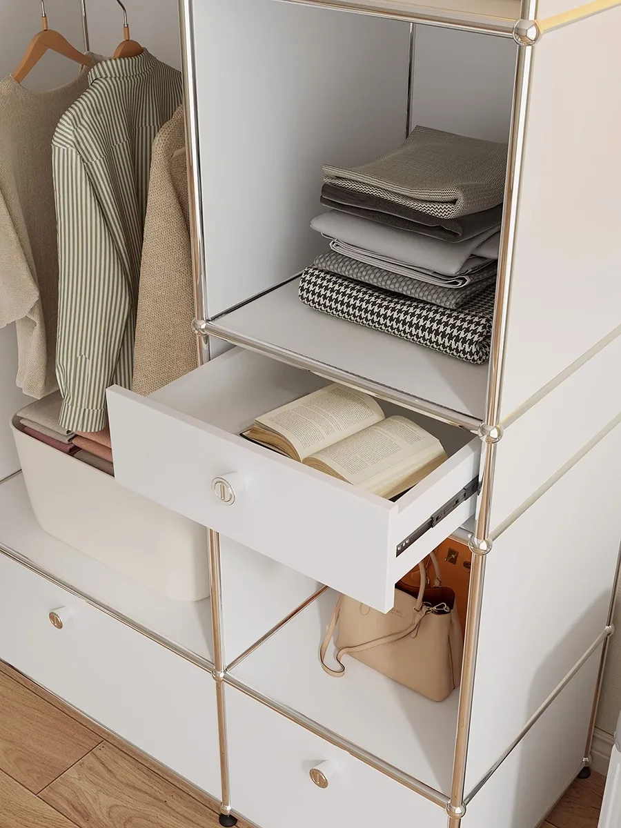 Internet celebrity wardrobe floor coat rack household small apartment stainless steel hanger bedroom storage