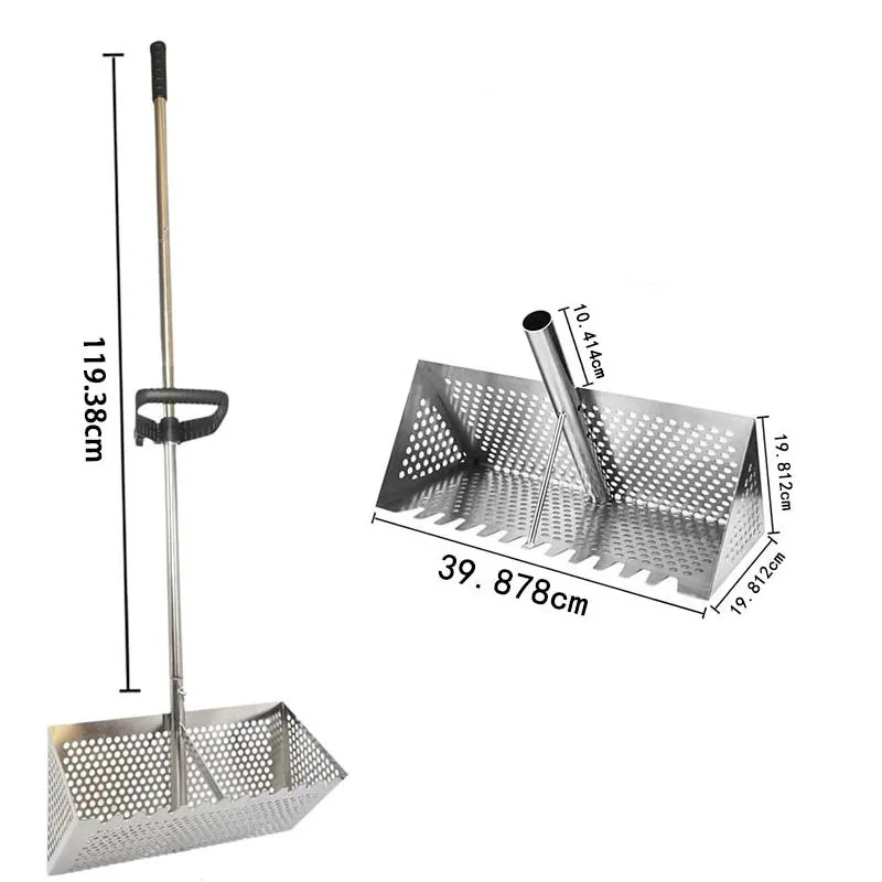 Removable Beach Garden Rake Set Stainless Steel Sand Screen Folding Bucket