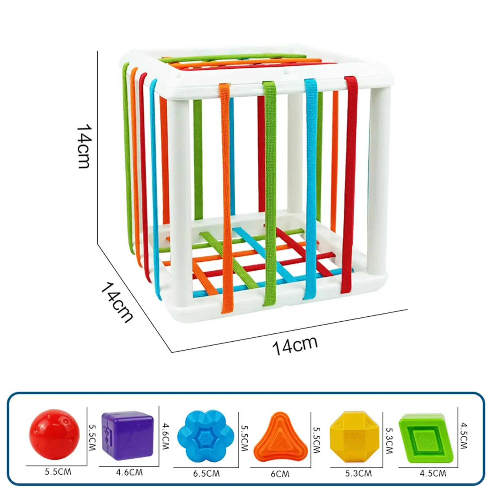 Colorful Cube Bin Montessori Toy for Toddlers Learning Shapes and Colors