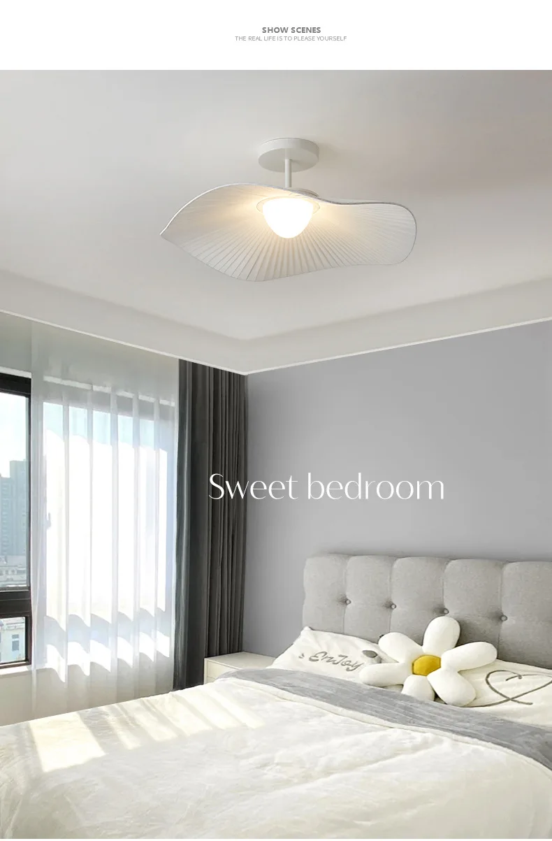 Nordic Fabric LED Ceiling Light Bedroom Minimalism White