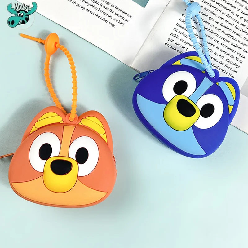Monedero de silicona de Anime Bluey, caja ciega, llavero para niños, bolsa de tarjetas portátil para estudiantes, bolsa escolar, bolsa de almacenamiento con colgante decorativo