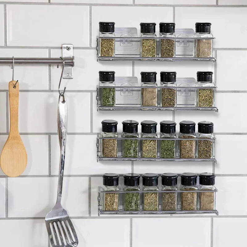 2PCS Wall-Mount Shelf Organizer Single Layer Seasoning Hanging Spice Storage Rack for Home Restaurant Kitchen Bathroom