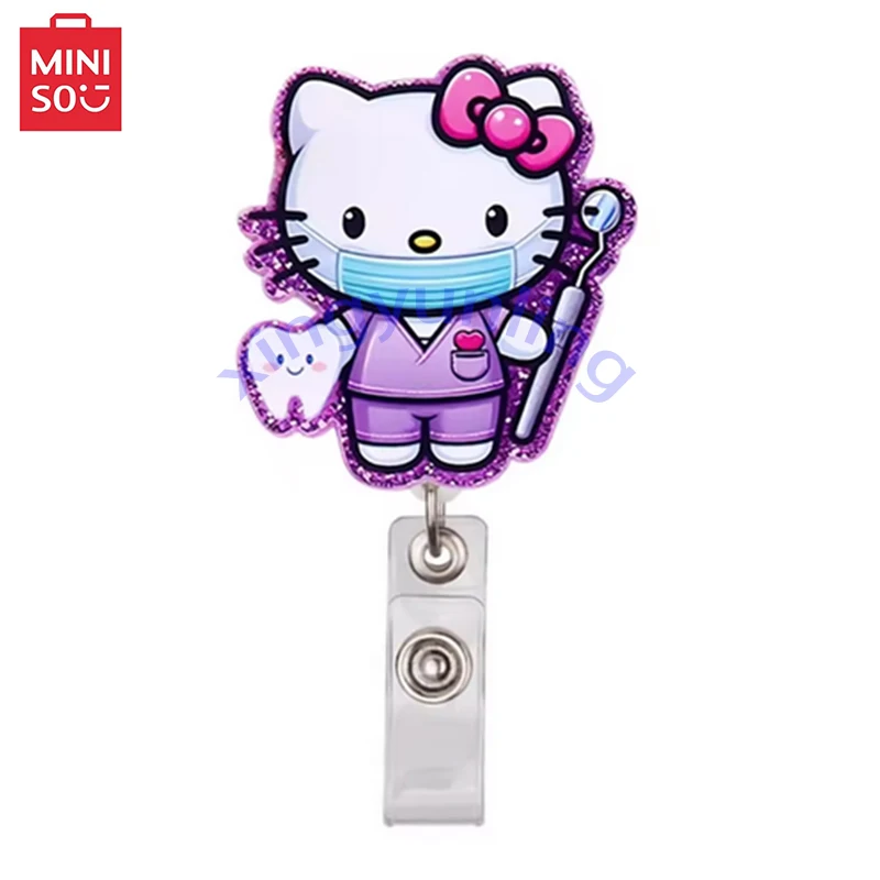 sanrio Cartoon Hospital Medical Nurse Doctor Cute Cat Kitty Love Heart Clip Brooches Badge Reel ID Name Cards Holder Accessories