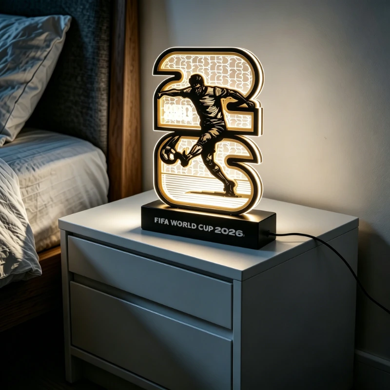 Lámpara Nocturna LED con Temática de la Copa Mundial de Fútbol FIFA, Lista para Usar, Alimentada por USB, Decoración para el Hogar, Regalo Único para Fanáticos