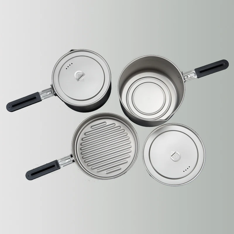 

Pure titanium outdoor pan folding portable camping frying pan frying pan multi-person picnic