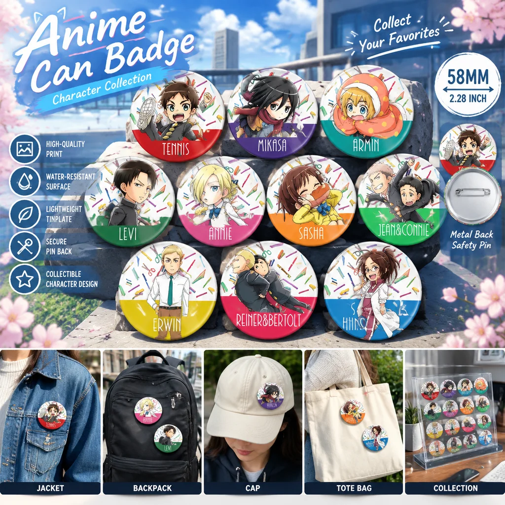 Anime Merchandise Business - Attack on Titan Ortaokul Serisi Rozet