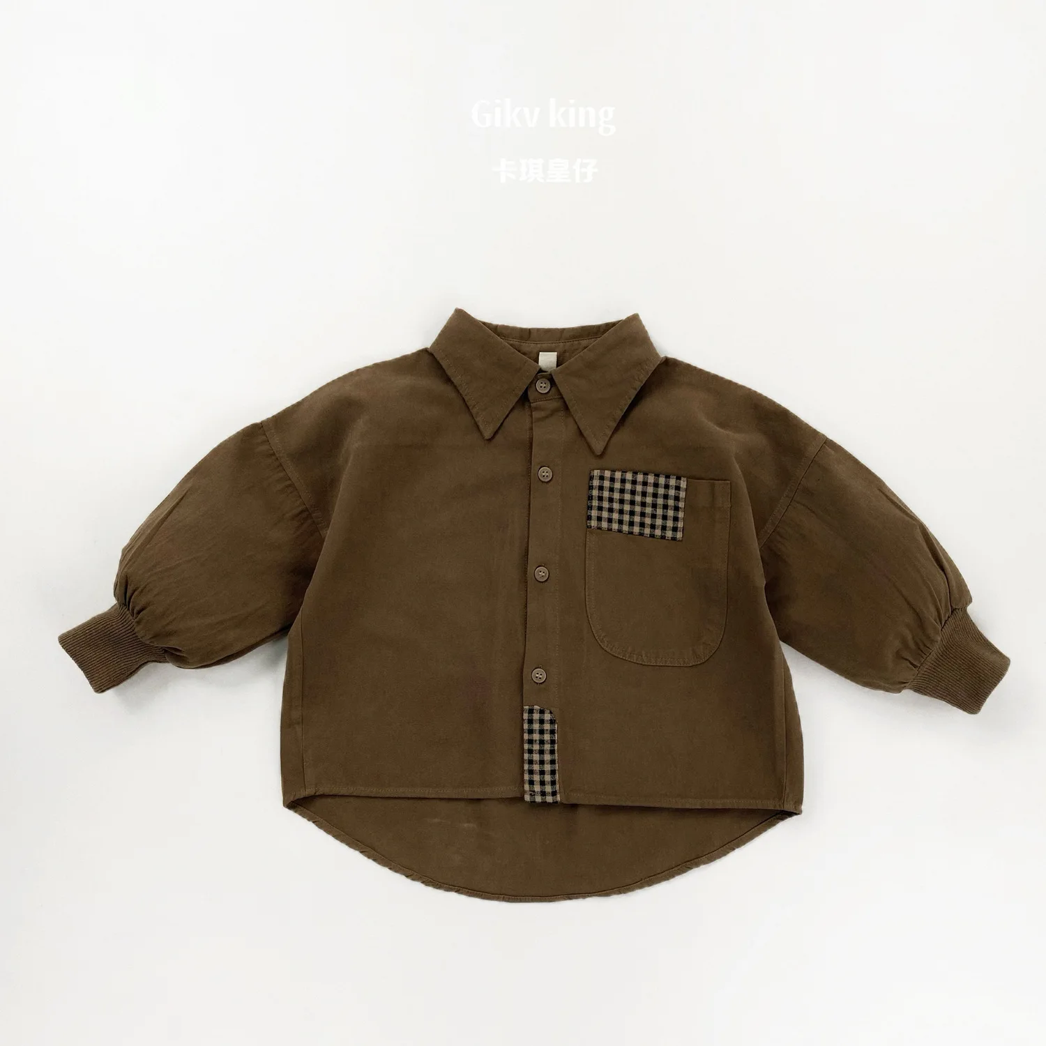 Boys Shirt 2026 Spring and Autumn New Children's Clothing Korean Style Boys and Girls Loose Plingham Stitching Shirt