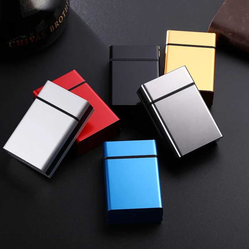 Automatic bomb cover cigarette case 20 sticks protective shell aluminum alloy cigarette case metal glossy Cigarette Storage Box