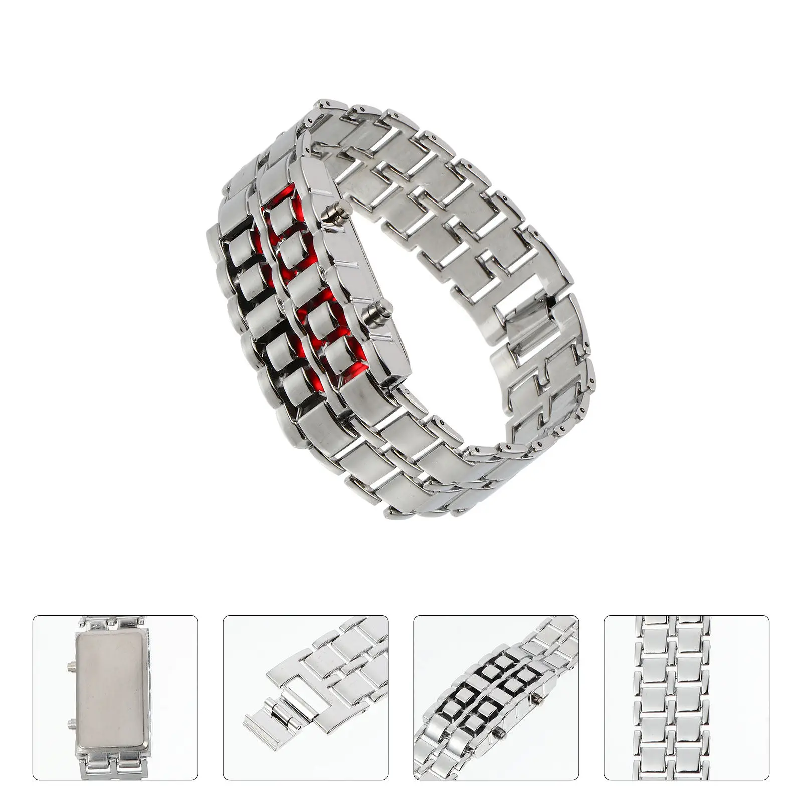 Men LED Watch Style Digital Bracelet Watch Chic Retro Gift Fashionable Chain Design High-End Accurate Timing