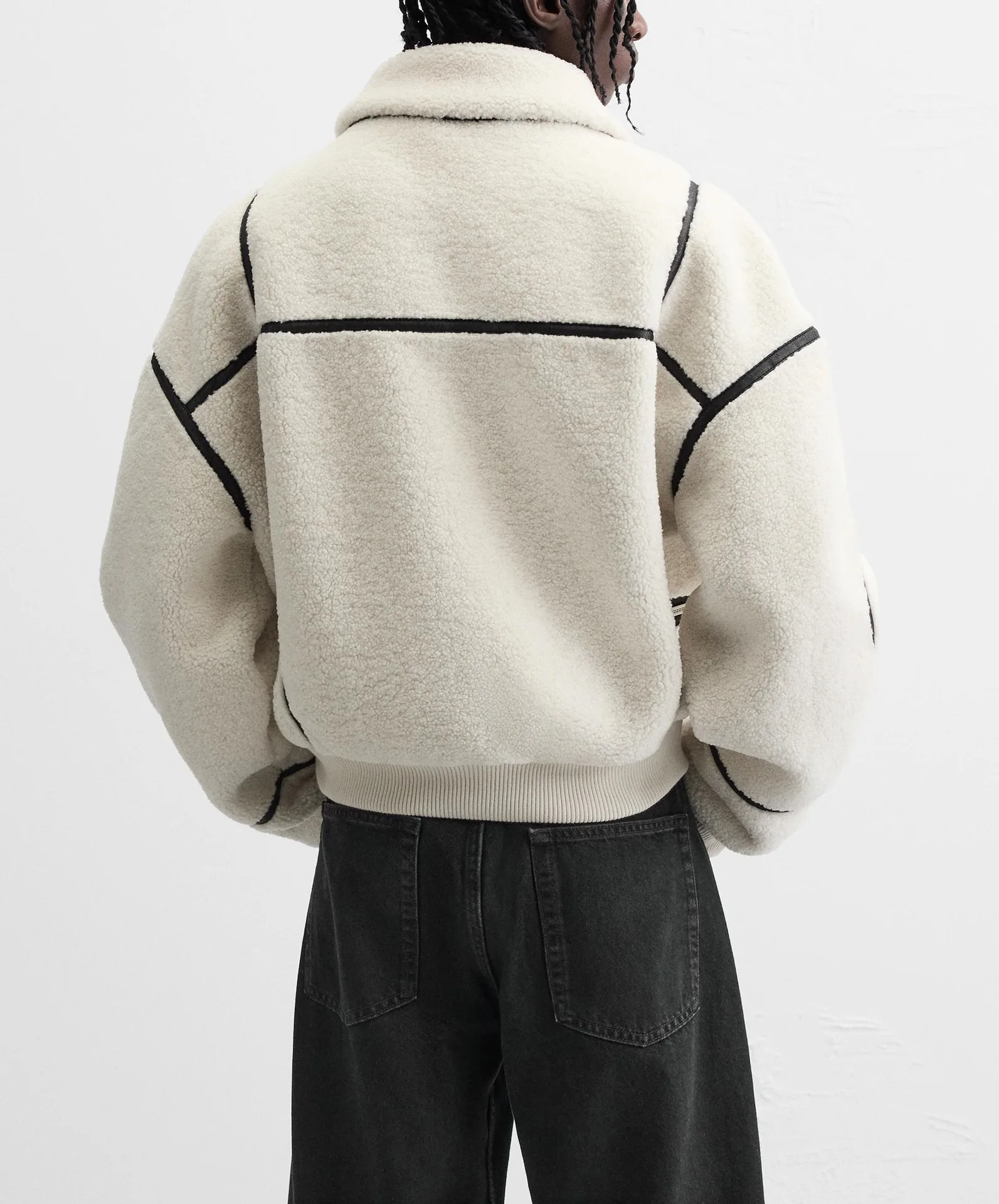 Winter lapel fleece lamb wool jacket men