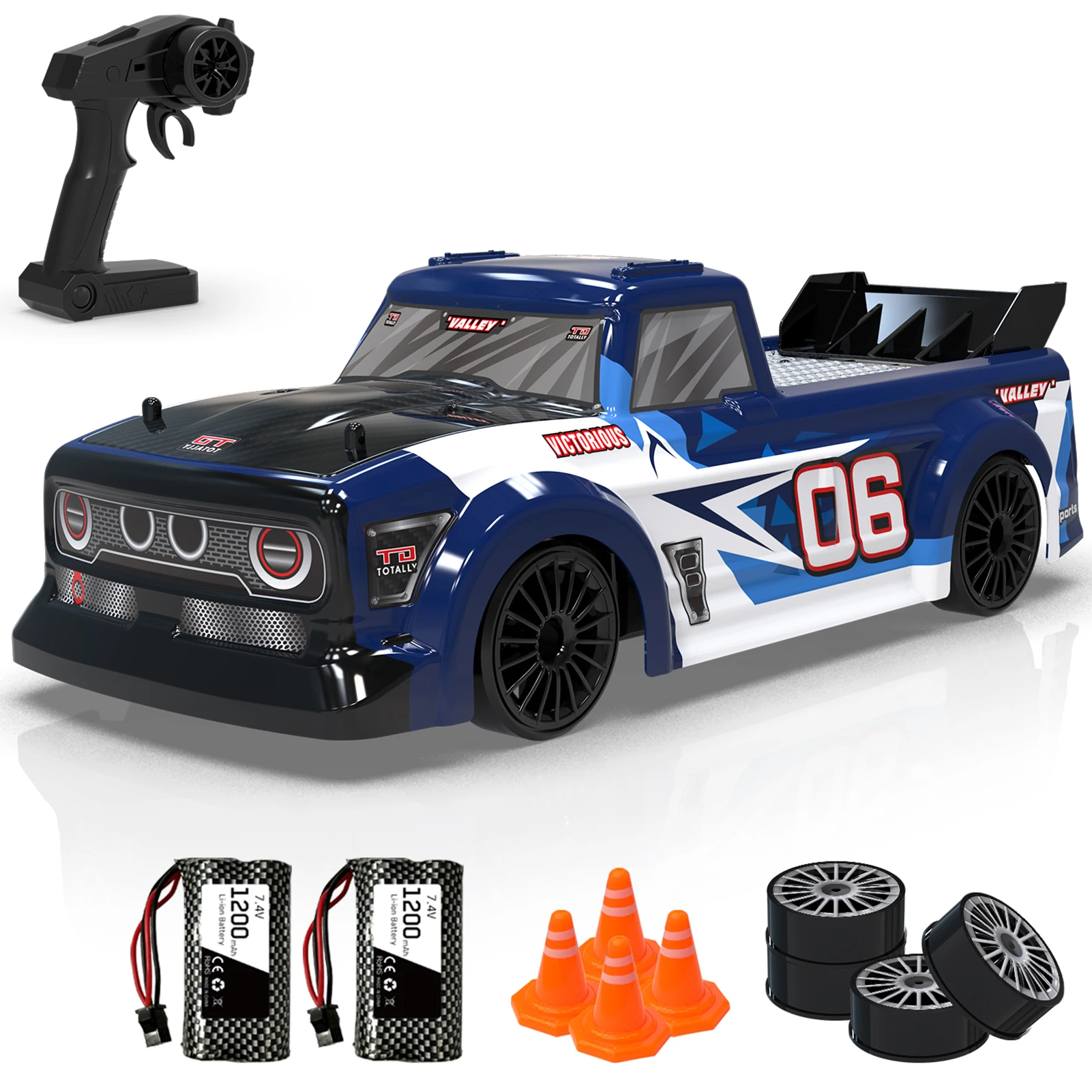 RC Drift Car 1/14 RC Car 2.4GHz 4WD 25km/h RC Race Car High Speed Kids Gift RTR with 2 Battery