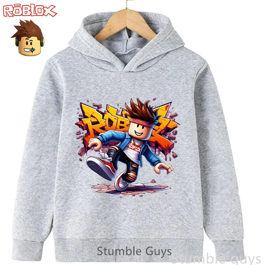 Sudadera con capucha de moda Roblox para niños, sudadera de otoño con estampado de personajes del juego en 3D, ropa cálida para niños y niñas