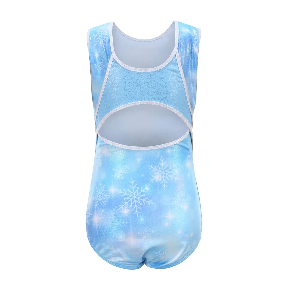 Gymnastiek Maillots Voor Meisjes Mouwloze Dancewear Sneeuw Print Ballet Maillots Voor Kinderen Tieners 4-14 Jaar