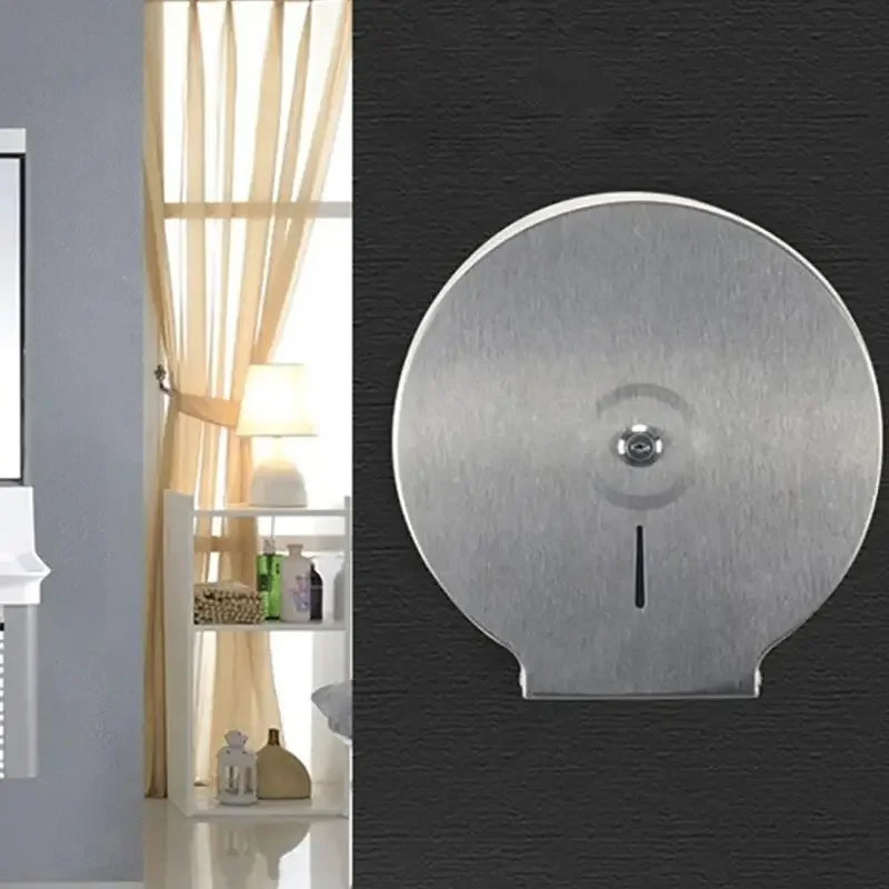 Wall-mounted Paper Organizer Bathroom Stainless Steel Big Tissue Rack Home Hotel Toilet Roll Paper Holder With Lock，휴지걸이